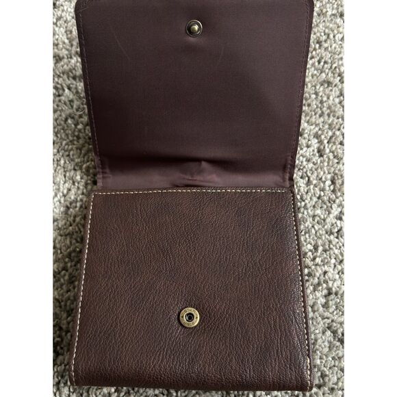 VTG. Buxton Tri Fold Framed Carde Brown Leather Wallet Change Purse 4.5" x 4.5" - Picture 7 of 7